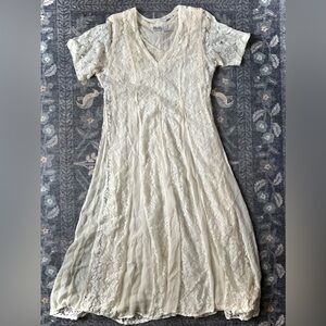 Vintage Olivia 80s Nostalgia Cream Lace Cottagecore Boho Shortsleeve Boho dress